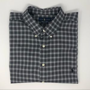 Ralph Lauren Gray and White Plaid Print Long Sleeve Button Down Shirt Size 3XB